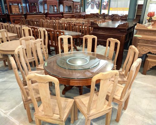 Bộ bàn ăn mẫu tròn mâm xoay BA211201