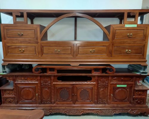 Kệ tivi mẫu vòm cong mới gỗ Gõ đỏ  KTV211113