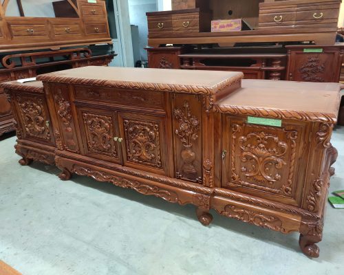 Kệ tivi mẫu Hoa Lan Tây đại gỗ Hương đá  KTV211109