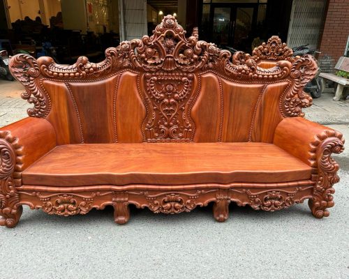 Sofa gỗ Hương đá mẫu cổ điển hoàng gia hoa hồng siêu vip SP240416