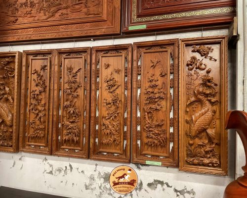 Bộ tranh Tứ Quý mẫu đại gỗ Hương đá nghệ nhân đục TA240213