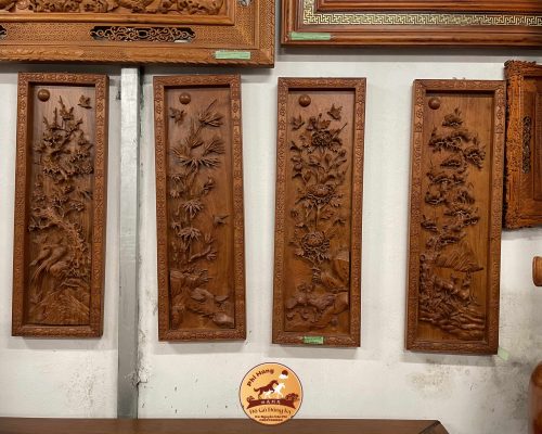 Bộ tranh Tứ Quý mẫu đại gỗ Hương đá nghệ nhân đục TA240215
