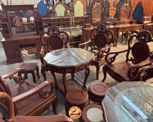 Bộ bàn ghế mẫu Khánh Nho tay 8 BG250116 Bộ bàn ghế mẫu Khánh Nho tay 8 BG250116